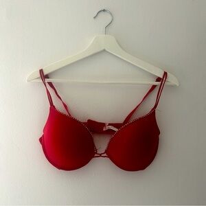 Sentiments Red  Rhinestone Bra
